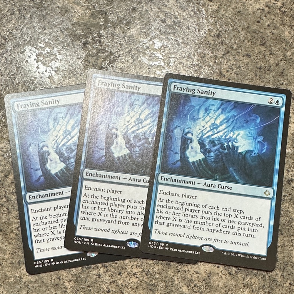 Fraying Sanity Enchantment Card Trio - Blue
